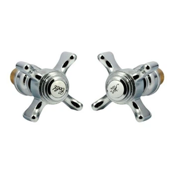 Ручки для смесителя Haiba с механическими кранбуксами резина 1/2" Zeus AC0567 хром