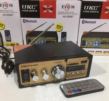 Усилитель звука UKC двухканальный интегральный с воспроизведением по Bluetooth MP3 FM 40 Вт USB/SD/MMC Черный