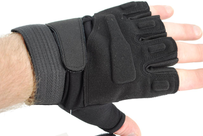 Тактичні рукавички без пальців з гумовими накладками 9062_L_Black