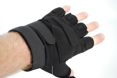 Тактичні рукавички без пальців з гумовими накладками 9062_L_Black