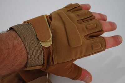 Тактичні рукавички без пальців з гумовими накладками 9062_ХL_Beige