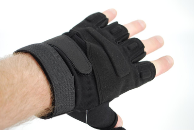 Тактичні рукавички без пальців з гумовими накладками 9062_M_Black