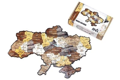 Фигурный деревянный пазл "Мапа Украины" PuzzleOk 122 элементы 4818