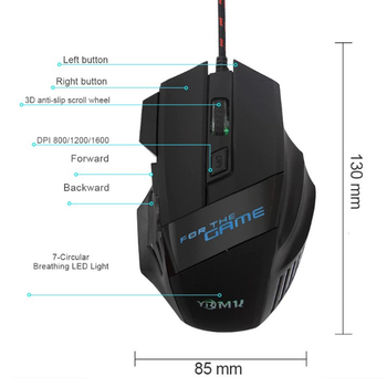 Проводная мышка Gaming Mouse YR-003 3200dpi с подсветкой, Black