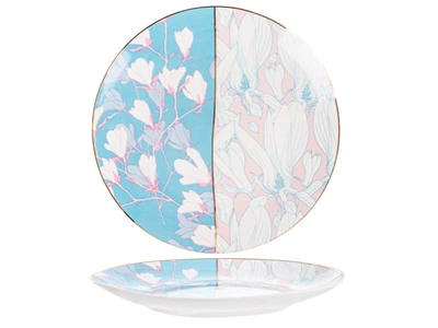 Тарілки для сервіровки в наборі 6 штук діаметр 20 см Flowers Pink-Blue AL120793 Lefard