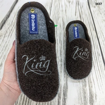 Тапочки мужские Inblu коричневые фетровые для паркета King 40 р (26 см) 3437