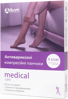 Чулки антиварикозные Alkom Medical Care класс компрессии II с закрытым мысом размер 4 бежевые (4823058933245)