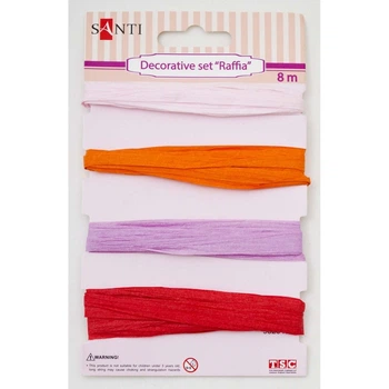 Рафия бумажная для декора Santi набор 4 цвета 8м/уп розовый микс (952043)