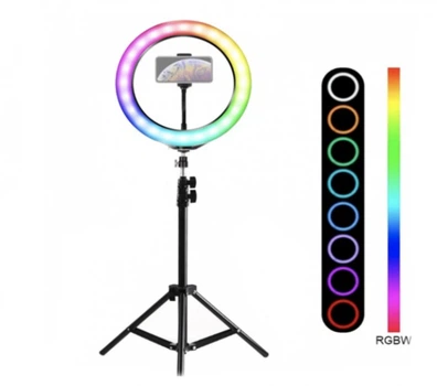 Светодиодная кольцевая RGB LED лампа премиум класса GoVern MJ33 33 см с держателем для смартфона+пультом