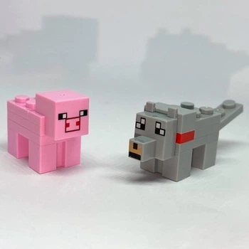 Фигурки iBlock Свинка и Волк Майнкрафт Pig Wolf Minecraft 2 шт