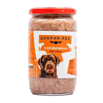 Блок консервованого корму для собак з яловичиною "Добрий Пес" 6*470 г