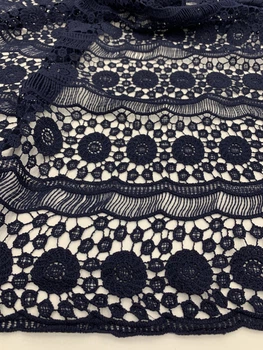 Тканина для одягу Мереживо макраме 57/102 темно-синій пог.м