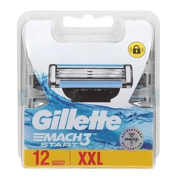 Сменные картриджи для бритья (лезвия кассеты) мужские Gillette Mach 3 Start кассеты 12 шт