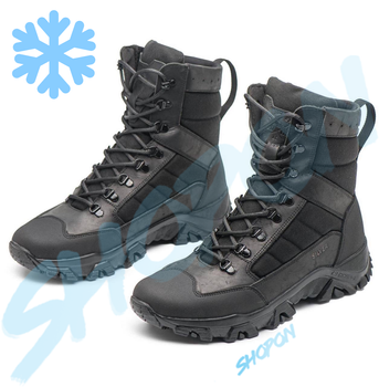Берцы зимние ботинки тактические мужские, черевики тактичні чоловічі берці зимові, натуральна шкіра, размер 36, Bounce ar. BM-PT-2036, цвет черный