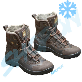 Берці зимові черевики тактичні чоловічі, туфлі тактичні чоловічі берці зимові, натуральна шкіра, розмір 47, Bounce ar. SF-UJ-2147, колір коричневий