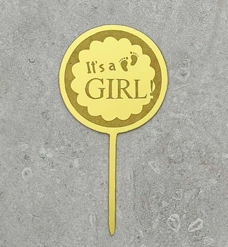 Топпер на торт "It`sa girl", розмір - 7,5х14,5 см, акрил