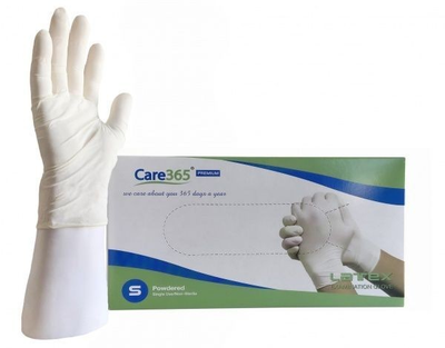 Перчатки латексные с пудрой Care 365 размер S белые 100 шт