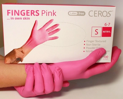 Перчатки нитриловые Ceros размер S розовые 100 шт (00258)