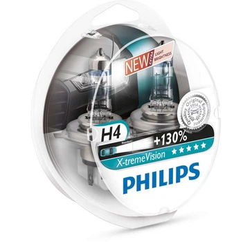 Лампа 12V H4 60/55W (вусики) Р43 +130% PHILIPS (БОКС)