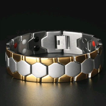 Магнитный браслет с германием 20 см Silver-Gold