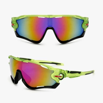 Очки велосипедные Robesbon Jawbreaker 9270 спортивные велоочки Green-Orange