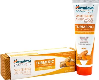Органічна відбілююча зубна паста Himalaya Herbals Whitening Antiplaque Toothpaste Turmeric & Coconut Oil з куркумою та кокосовою олією 113 г (605069064774)