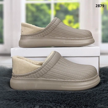 Сабо кроксы женские Dago Style бежевые без задника на меху 40 р (25,5-26 см) 2879