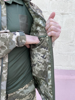 Військова тактична куртка Софт Шелл Хакі Піксель 46 (S)