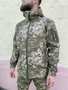 Військова тактична куртка Софт Шелл Хакі Піксель 54 (XXL)