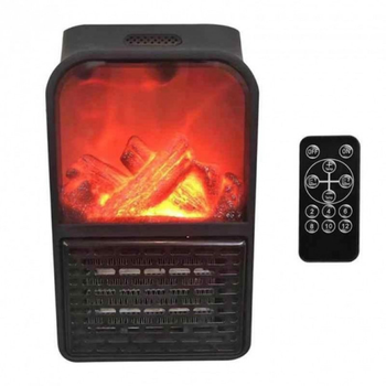 Портативный тепловентилятор обогреватель Flame Heater имитация камина Черный 500 Watts с пультом