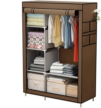 Тканевый шкаф складной STORAGE WARDROBE KM-105 на 2 секции (106х45х170 см), органайзер для одежды, стеллаж тканевый Коричневый