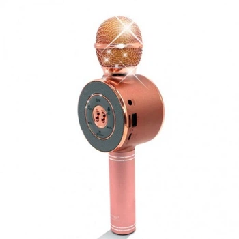 Микрофон караоке (USB/Bluetooth/MicroSD/AUX) с колонками и цветомузыкой Wster WS-668 (pink) ORIGINAL