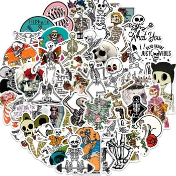 Набор наклеек Скелет Skeleton 50 шт