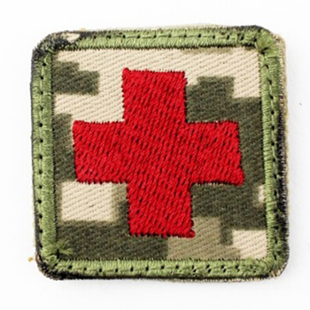 Шеврон військовий тактичний 4.5.0 Pixel ЗСУ 350х50 мм Червоний хрест на пікселі на липучці