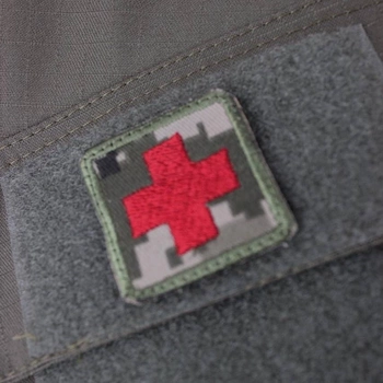 Шеврон военный тактический 4.5.0 Pixel ЗСУ 350х50 мм Красный крест на пикселе на липучке