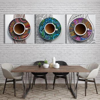 Модульная картина Холстович Abstract Coffee 135х60 см. Картина для гостиной, кухни, спальни, офиса, интерьера