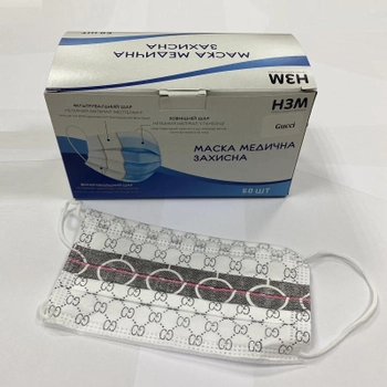 Маски медицинские защитные НЗМ трехслойные с фильтром "Мелтблаун" для взрослых, с принтом, 50шт