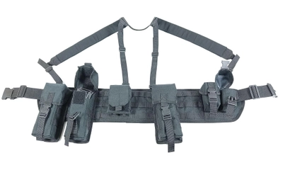 Тактичний розвантажувальний пояс чорний з набором підсумків (модульне, військово-тактичне розвантаження, РПС, ремінно-плечова система) WLSPABK22