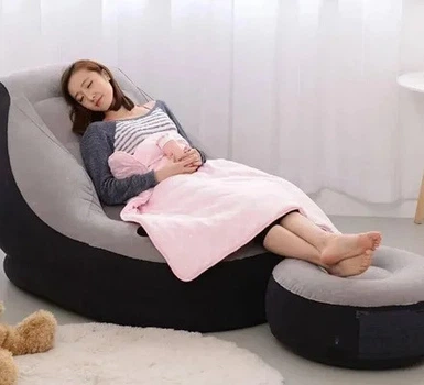 Надувное кресло Черный с пуфиком Air Sofa насос в комплекте (IS33)