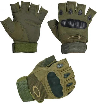 Тактичні рукавички без пальців олива M