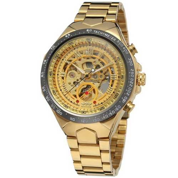 Наручные часы AlexMosh мужские Winner Gold-Black-Gold Red Cristal (1047)