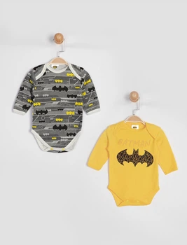 Комплект боді Batman 0-3 міс (56-62 см) DC Comics (ліцензований) Cimpa 2 шт сірий жовтий KZ15902