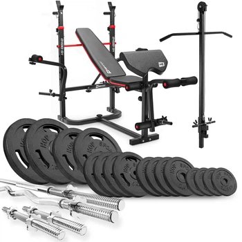 Силовой набор Hop-Sport Strong 106 кг со скамьей HS-1065 и верхней тягой