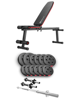 Набор Hop-Sport Premium 38кг со скамьей HS-1010 Pro, штангами и гантелями