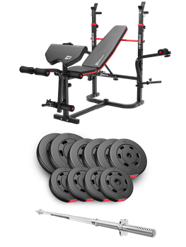 Набор Hop-Sport Premium 59кг со скамьей HS-1065HB Pro и штангой