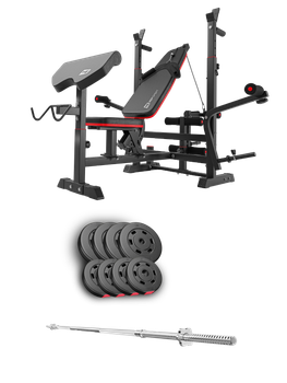 Набор Hop-Sport Premium 39кг со скамьей HS-1075 Pro и штангой