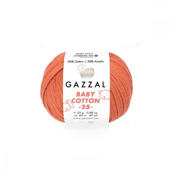 Пряжа Gazzal Baby Cotton 25 3454-Терракот