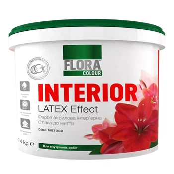 Краска интерьерная акриловая FLORA Сolour Latex Effect INTERIOR белая 14,0 кг