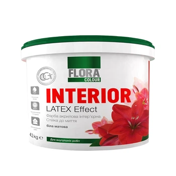 Краска интерьерная акриловая FLORA Сolour Latex Effect INTERIOR белая 4,2 кг