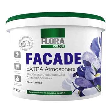 Фарба фасадна акрилова FLORA Сolour FACADE Extra Atmosphere біла 14,0 кг